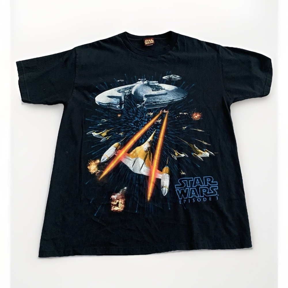 Vintage Star Wars Episode I Battle for Naboo All Over Print 1999 T Shirt XL